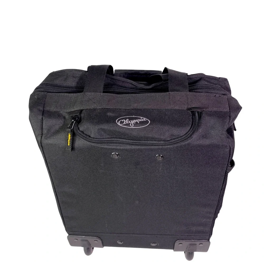 Olympia Sports Plus Rolling Tote Bag Travel Bag Black Canvas Retractable Handle